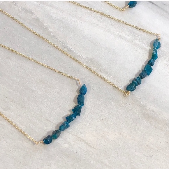 Raw Apatite Crystal 14k Gold Necklace - Picture 4 of 6